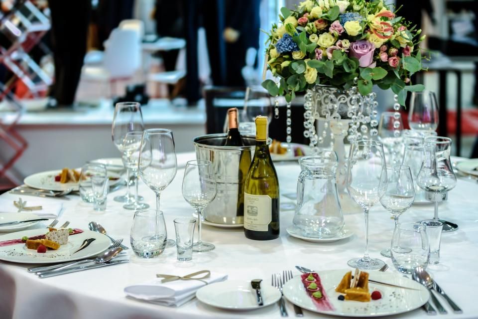 The dining room, laid for service